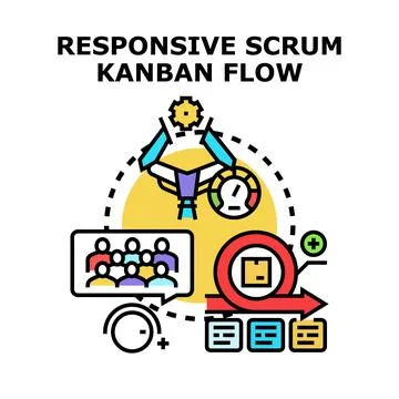 Responsive scrum kanban flow system illustration Stock Illustration