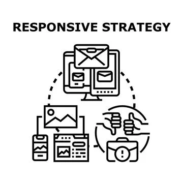 Responsive strategy adapting digital content across devices Иллюстрация