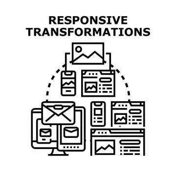 Responsive transformations adapting digital content across devices Stockillustratie