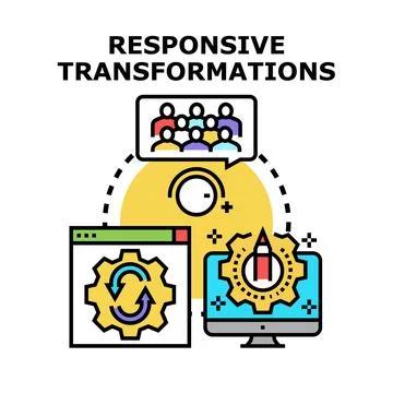 Responsive transformations concept for digital development process Иллюстрация