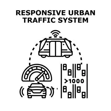 Responsive urban traffic system managing smart mobility Иллюстрация