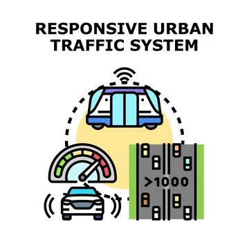 Responsive urban traffic system managing smart mobility Ilustração Stock