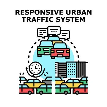 Responsive urban traffic system optimizing city congestion Иллюстрация