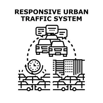 Responsive urban traffic system optimizing city congestion Иллюстрация