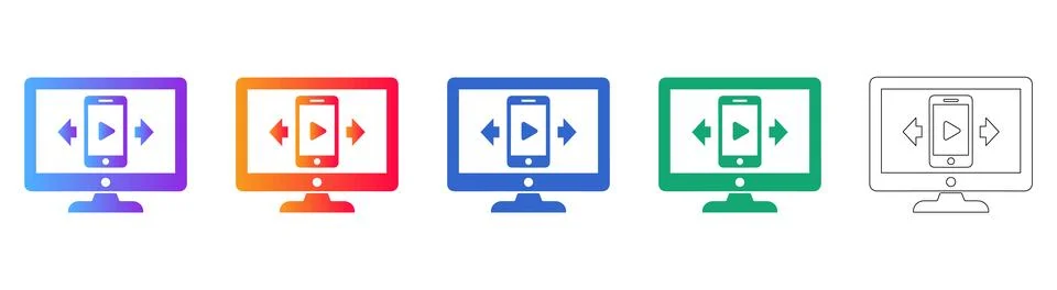 Responsive Video Content and Media Player Icons Stock Illustration