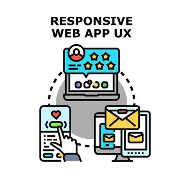Responsive web app ux adapting multiple devices Illustrazione stock