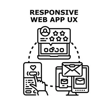 Responsive web app ux adapting multiple devices Stock Illustration