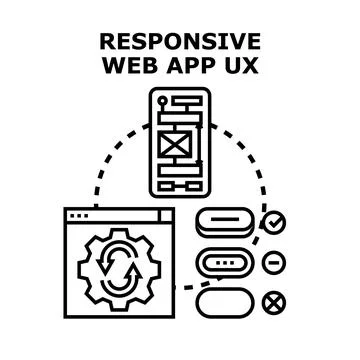 Responsive web app ux design development concept Stock Illustration