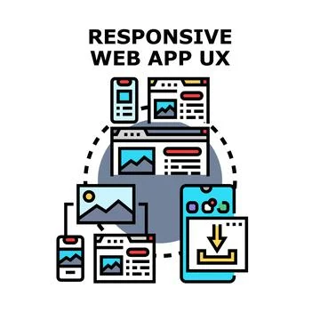 Responsive web app ux user interface development イラスト素材