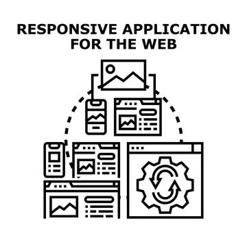 Responsive web application adapting user interface concept Stock Illustration
