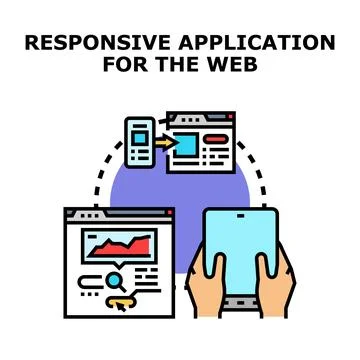Responsive web application development across digital devices Stock Illustration