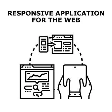Responsive web application development across digital devices Stock Illustration