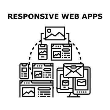 Responsive web apps adapting content across devices Illustrazione stock
