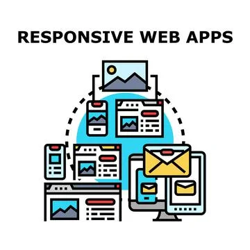 Responsive web apps adapting content across devices Illustrazione stock