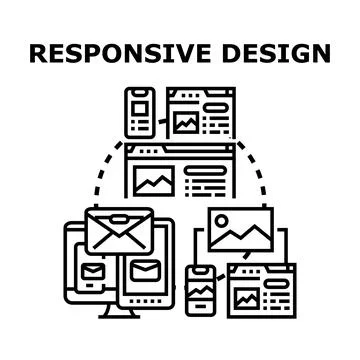 Responsive web design adapting content to multiple devices Stock Illustration