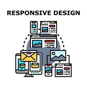 Responsive web design adapting content to multiple devices Stock Illustration