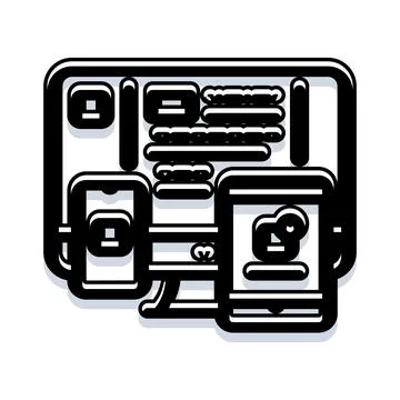 Responsive web design adapting to multiple digital devices Illustrazione stock