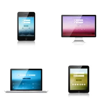 Responsive web design. Adaptive user interface. Digital devises. Laptop tablet Stock Illustration