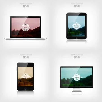 Responsive web design. Adaptive user interface. Digital devises. Laptop tablet Illustrazione stock