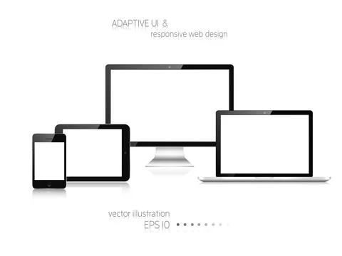 Responsive web design. Adaptive user interface. Digital devises. Laptop tablet Stock Illustration