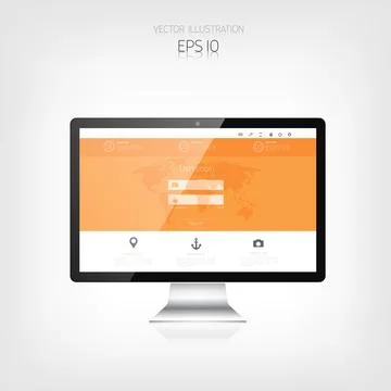 Responsive web design. Adaptive user interface. Digital devises. Monitor. Web Stock Illustration