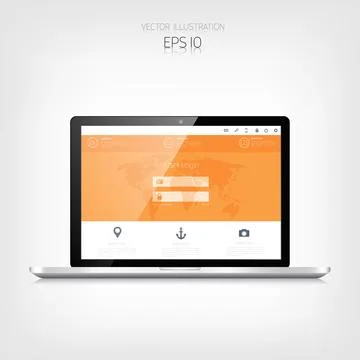 Responsive web design. Adaptive user interface. Digital devises. Laptop. Web Stockillustratie