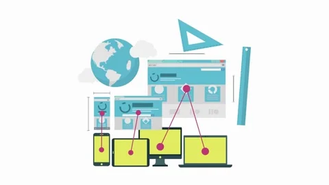 Responsive Web Design and Development with Devices and Rulers responsive Stock Footage 323448049