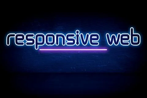 Responsive Web Design - blue neon announcement signboard Ilustração Stock