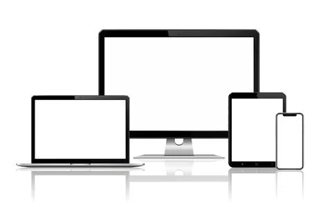 Responsive web design computer display, laptop, tablet pc, smartphone with re Illustrazione stock
