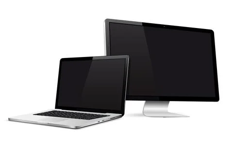 Responsive web design computer display with laptop isolated Illustrazione stock