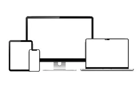 Responsive web design computer display, laptop, tablet pc with smartphone Stock-Illustration