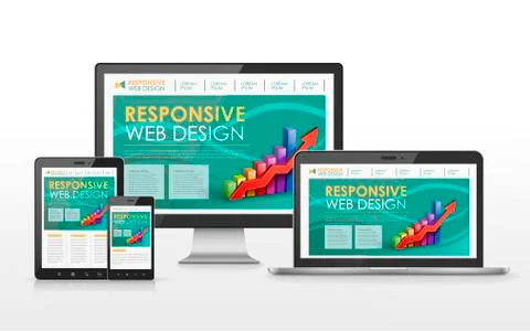 Responsive web design concept in different devices Stock Illustration