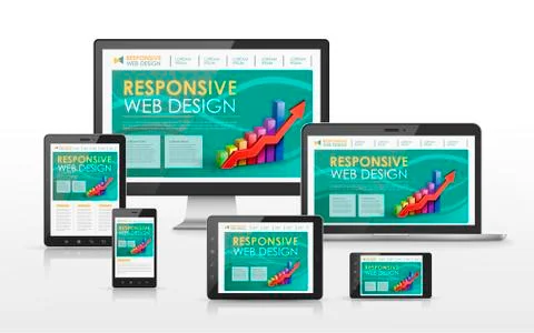 Responsive web design concept in different devices Stock Illustration