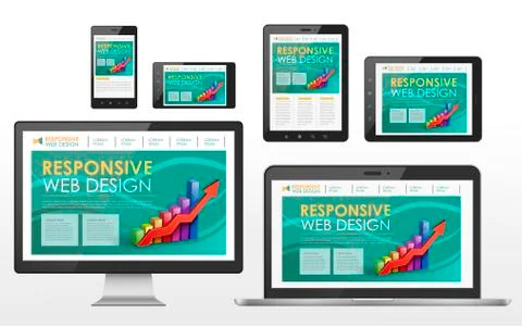 Responsive web design concept in different devices Stock Illustration