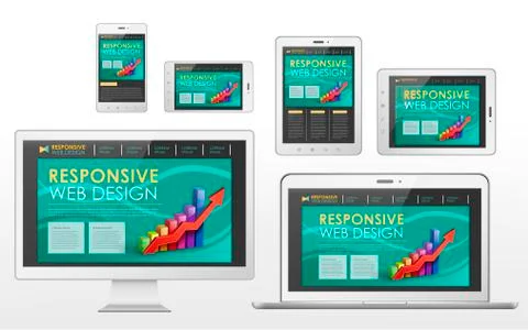 Responsive web design concept in different devices Stock Illustration