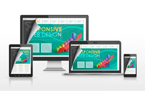 Responsive web design concept in different devices Stock Illustration