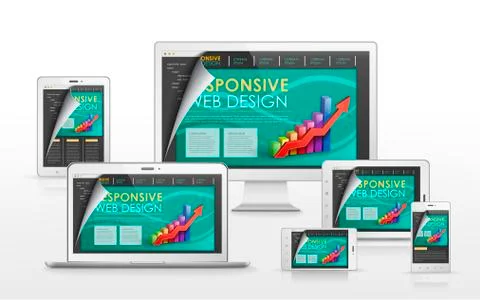 Responsive web design concept in different devices Stock Illustration