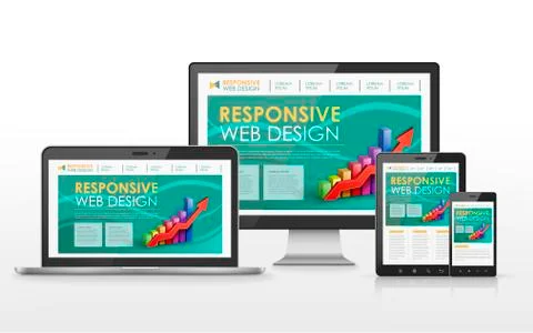 Responsive web design concept in different devices Stock Illustration