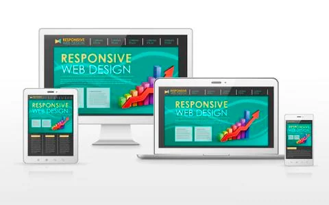 Responsive web design concept in different devices Stock Illustration