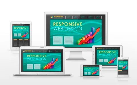 Responsive web design concept in different devices Stock Illustration