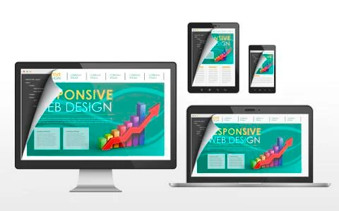 Responsive web design concept in different devices Stock Illustration