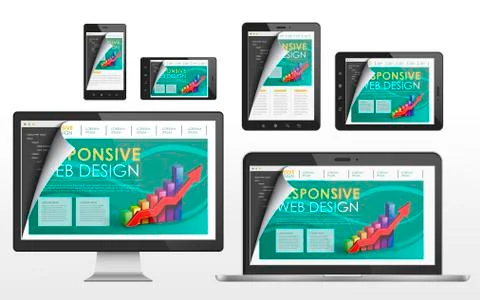 Responsive web design concept in different devices Stock Illustration