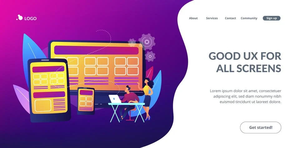 Responsive web design concept landing page. Stock Illustration