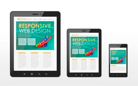 Responsive web design concept in tablet and smart phone Stock Illustration