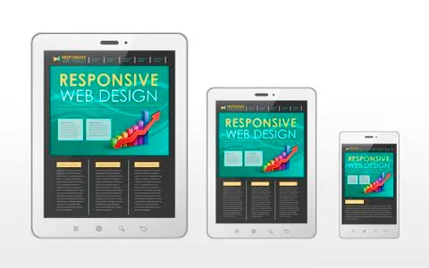 Responsive web design concept in tablet and smart phone Stock Illustration
