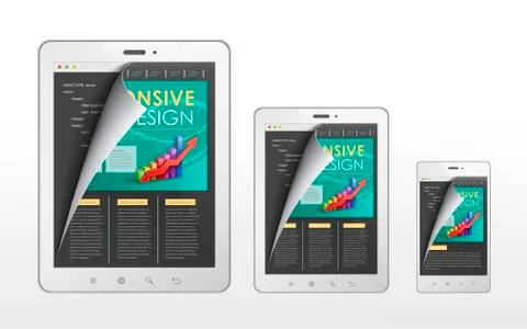 Responsive web design concept in tablet and smart phone Stock Illustration