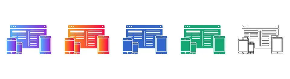 Responsive Web Design Device Icon Set Stock Illustration