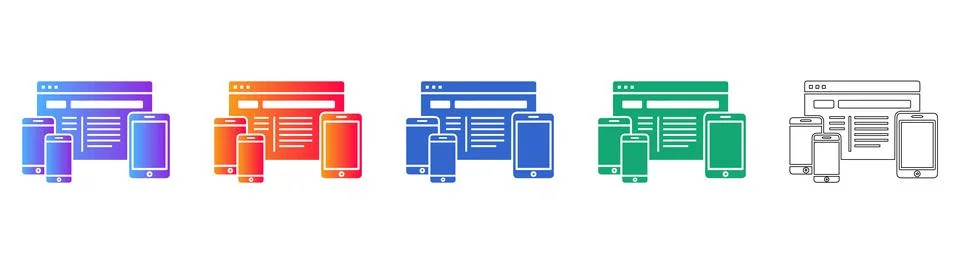 Responsive Web Design Device Icons Illustrazione stock