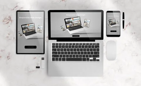Responsive web design on devices Stock Illustration