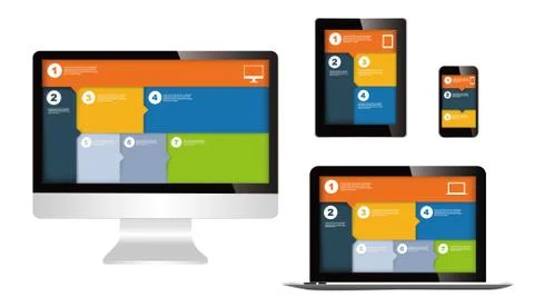 Responsive web design on different devices Stock Illustration